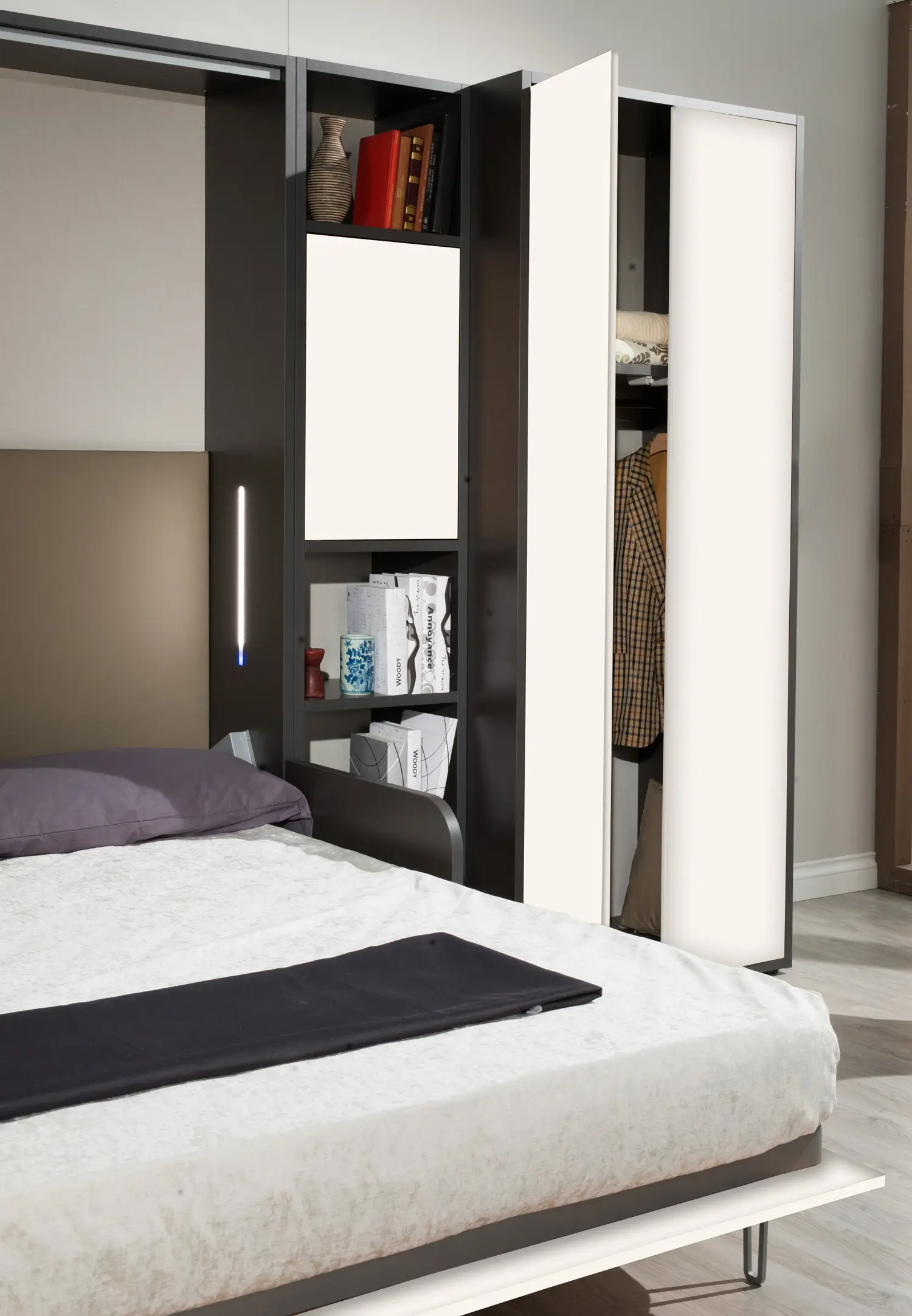 Letto a Scomparsa Verticale Matrimoniale con Divano Salvaspazio – Set30 - immagine 17