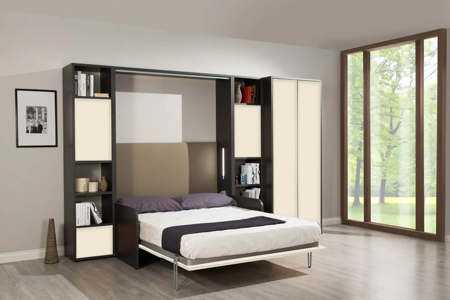 Letto a Scomparsa Verticale Matrimoniale con Divano Salvaspazio – Set30 - immagine 19