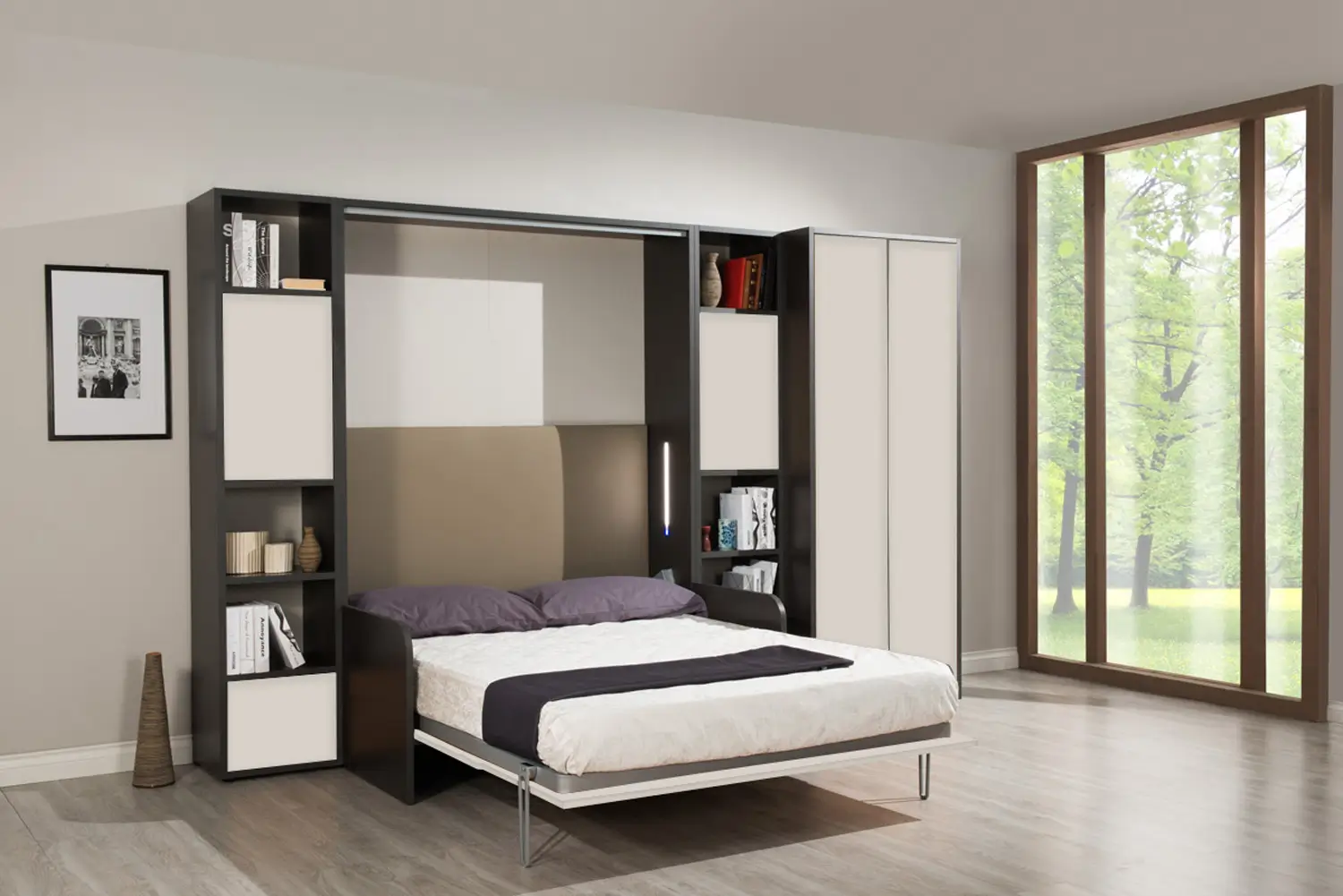 Letto a Scomparsa Verticale Matrimoniale con Divano Salvaspazio – Set30 - immagine 20