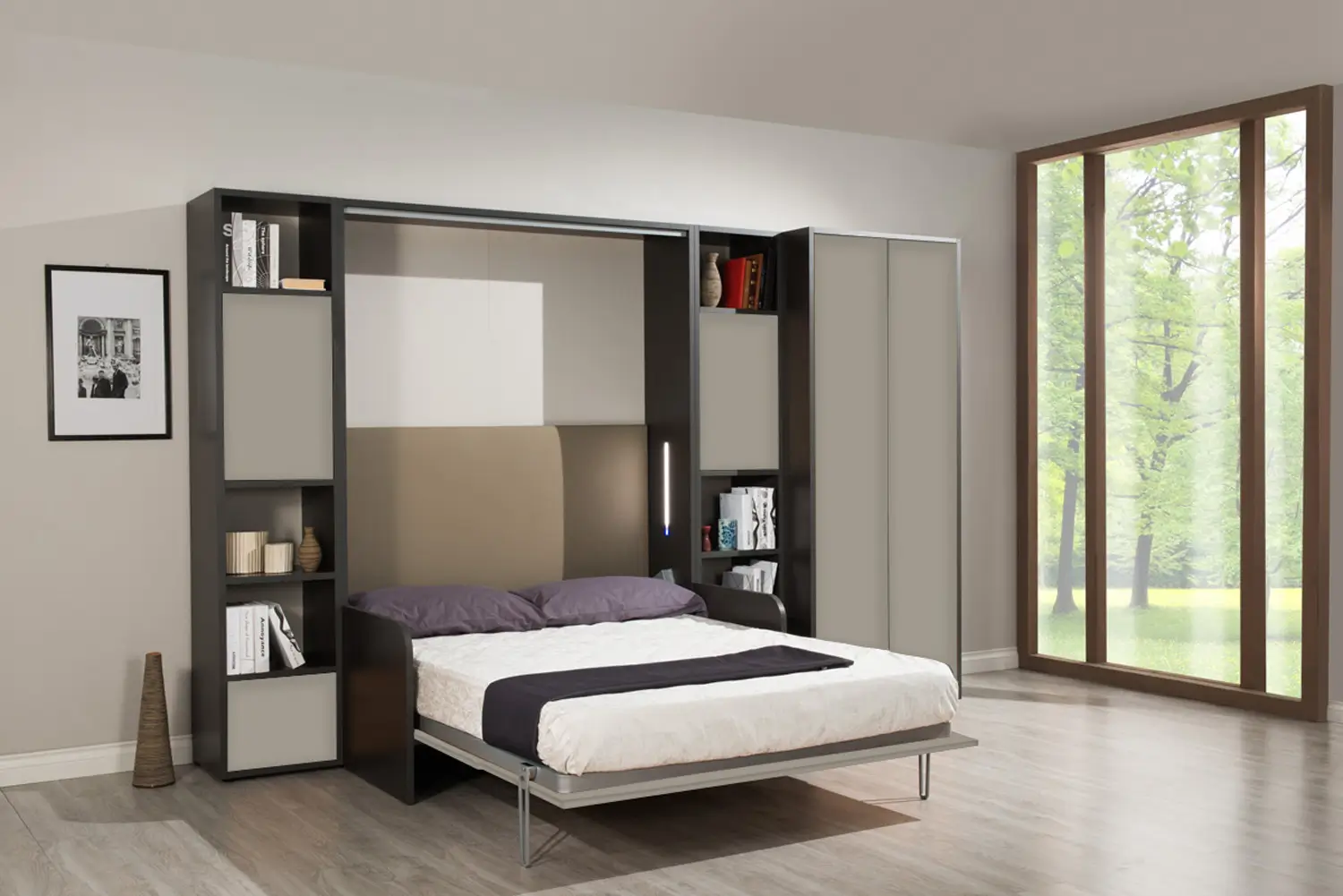 Letto a Scomparsa Verticale Matrimoniale con Divano Salvaspazio – Set30 - immagine 21