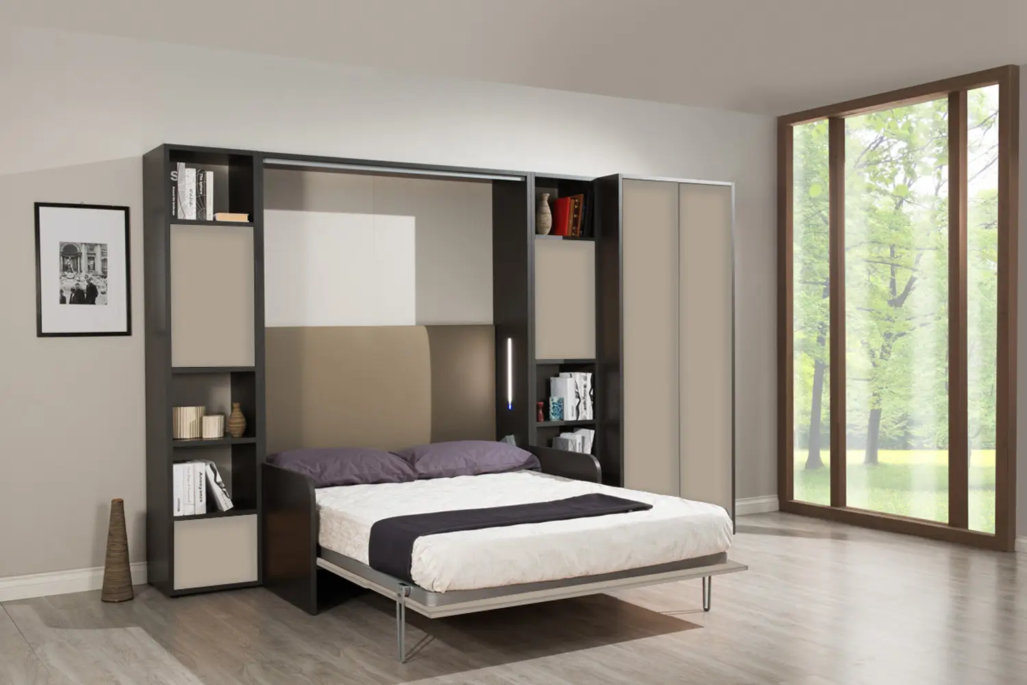 Letto a Scomparsa Verticale Matrimoniale con Divano Salvaspazio – Set30 - immagine 22
