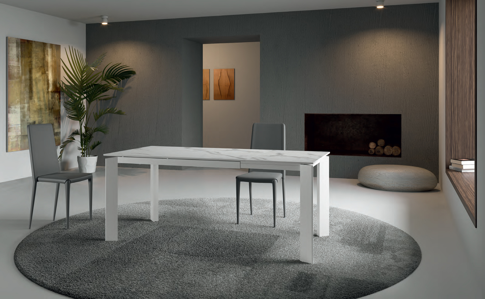 Sedia Soggiorno TEO Similpelle Grigio Chiaro 4pz - immagine 5