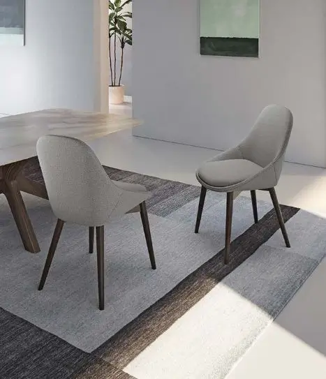 Sedia Pranzo ASTRY Tessuto grigio chiaro 4pz - immagine 4