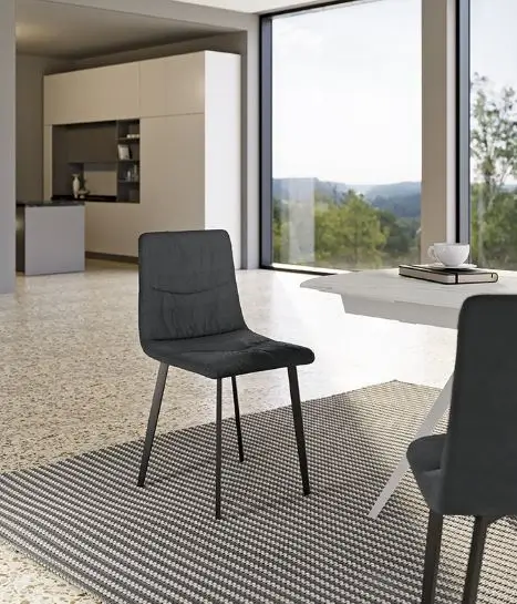 Sedia da Pranzo Arial Tessuto Grigio Scuro 4pz - immagine 4