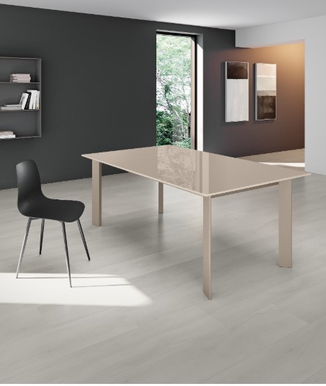 Tavolo Allungabile Vetro e Metallo FRAMEE Tortora 80x170cm - immagine 3