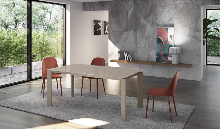 Tavolo Allungabile Vetro e Metallo FRAMEE Tortora 80x170cm Tavolo Allungabile Vetro e Metallo FRAMEE Tortora 80x170cm